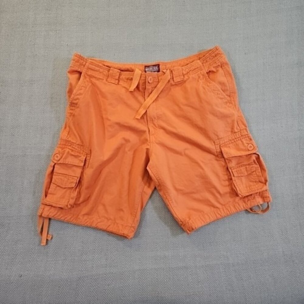 Matchstick Cargo Shorts Men's 44 Orange Cargo Drawstring Y2K 8 Pockets‎ EUC ANC